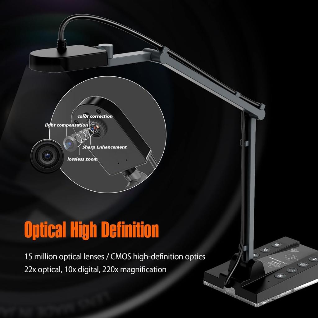 TreasLin HDMI Document Camera 15MP Output Supports Video Import To PC and Save Images To SD Card 4K High Definition Image Quality External Input