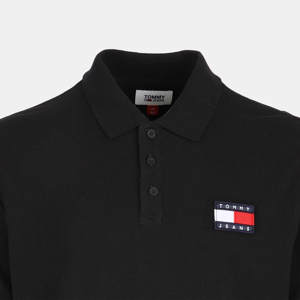 Tommy Hilfiger Solid Color Printed Short Sleeve Polo Shirt Men Tops Black 78J6341-001