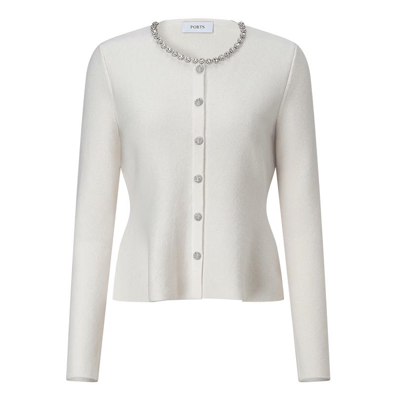 PORTS Women's Beaded Wool Cardigan Sweater