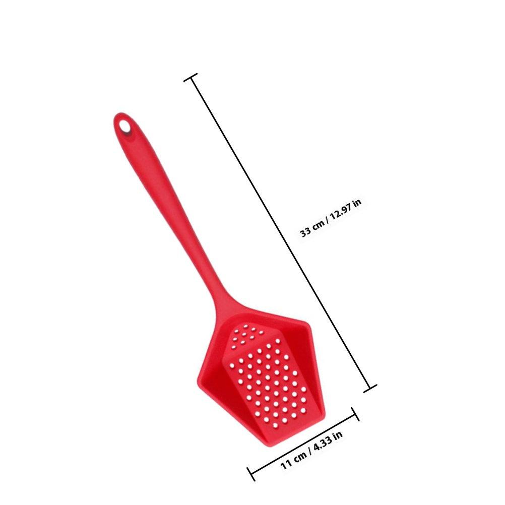 Silicone Slotted Spoon Ergonomic Ice Scoop Multi-Function Kitchen Strainer Household Filter Cooking Supply Wear Resistant Smooth