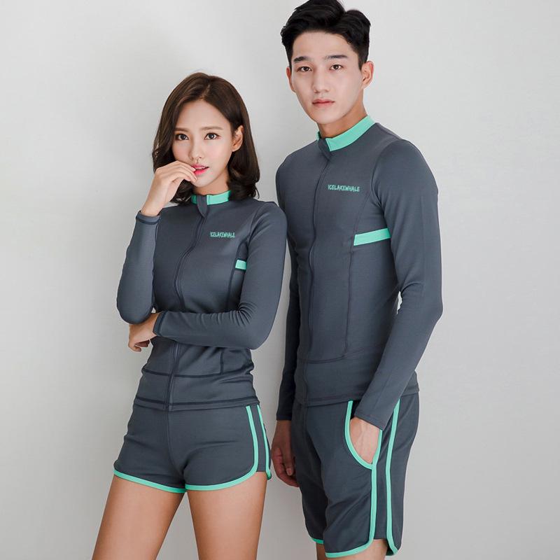 Korean Style Couple Wetsuit: Women’s Jellyfish Suit & Men’s Snorkeling Long Sleeve Swimsuit, Quick Dry, Sun Protection