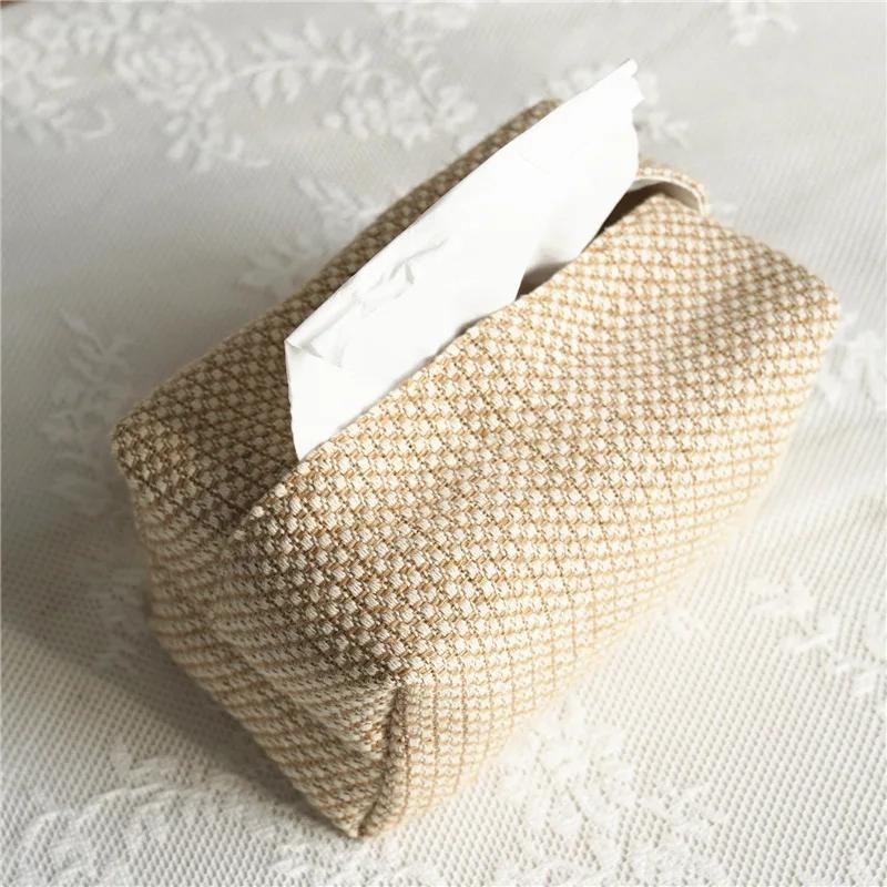 Vintage Aesthetic Tissue Box Container Embroidery Japanese Napkin Holder Portable Toilet Paper Holders Kitchen Organization