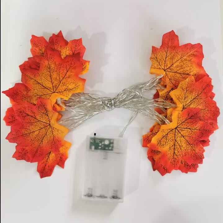 

2/3m Autumn Artificial Maple Leaf LeavesLight String LED Fairy Lamp Garland Home Party DIY Halloween Christmas Decoration 2025 2m10LED