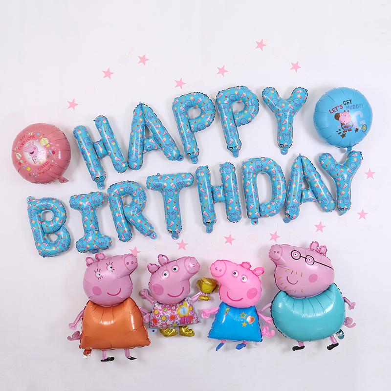 Licensed Peppa Pig Aluminum Foil Happy Birthday Balloon Decoration