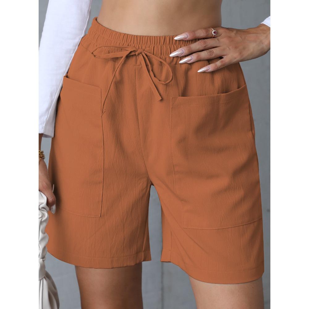 Trendy Women's Casual Drawstring Elastic Waist Relaxed Straight Leg Shorts, Lightweight Breathable Summer Shorts for Daily Wear & Outings shorts