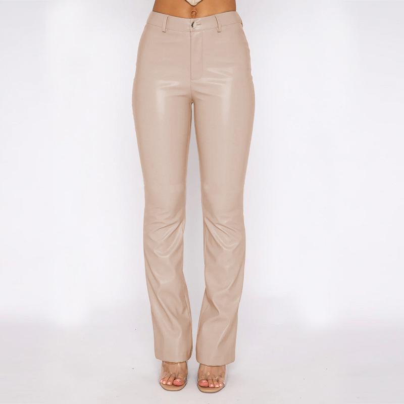 Pantaloni casual dritti in pelle PU da donna autunno e inverno europei e americani pantaloni lunghi in pelle da donna