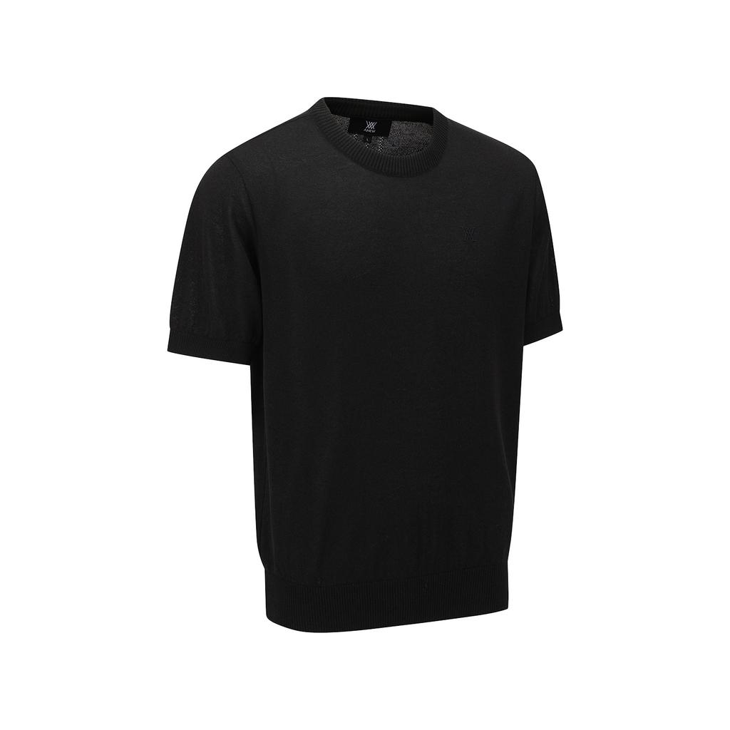 ANEW GOLF Men Solid Short Sleeve Sweater_Bk
