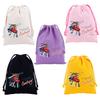 Cars Lightning McQueen Drawstring Bags Cartoon Anime Character Print Large Capacity Canvas Storage Bag Party Gift Candy Bag