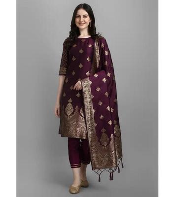 Women's Designer Party Wear Top Tunic Cotton Silk Salwar Kameez Kurti Pant Dupatta Set
