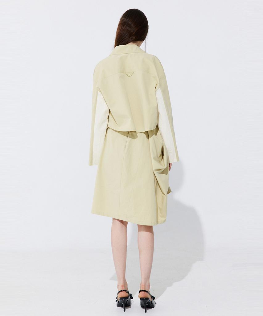 WNDERKAMMER Shirring Back Line Layered Dress_Olive