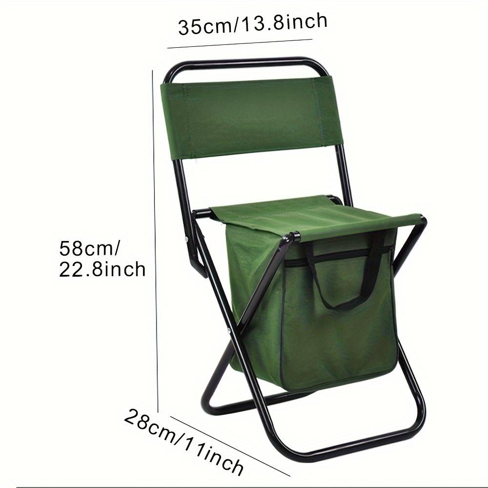 Portable Folding Fishing Chair with Cooler Bag Lightweight Outdoor Stool Compact Foldable Cooler Storage for Fishing Hunting Beach Camping Seat зелёный