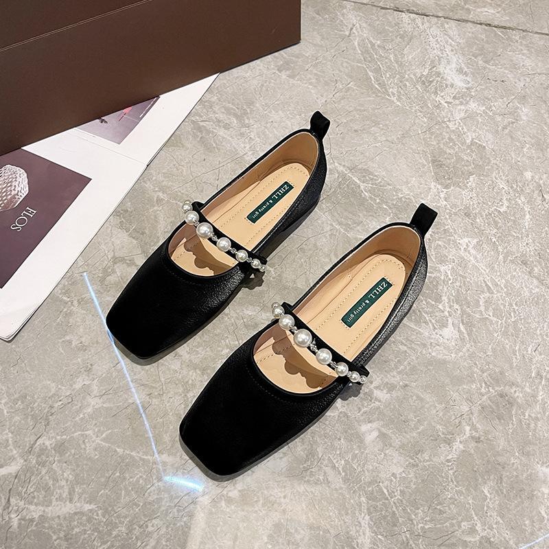Big Foot Bone Wide Head Foot Swollen Shoes Square Head Flat Shoes Large Size Women's Shoes 35-45 Gentle Evening Wind Single Shoes Mother Shoes