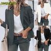 JPNTKY Women's Vintage Casual Solid Color Print Long Sleeve POLO Neck Jackets & Coats Unique Design