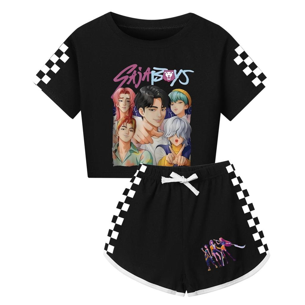 Kpop Witch Hunt Summer Boy Girls Cute Comfortable Soft Printed Half Body Short Sleeved Shorts Set