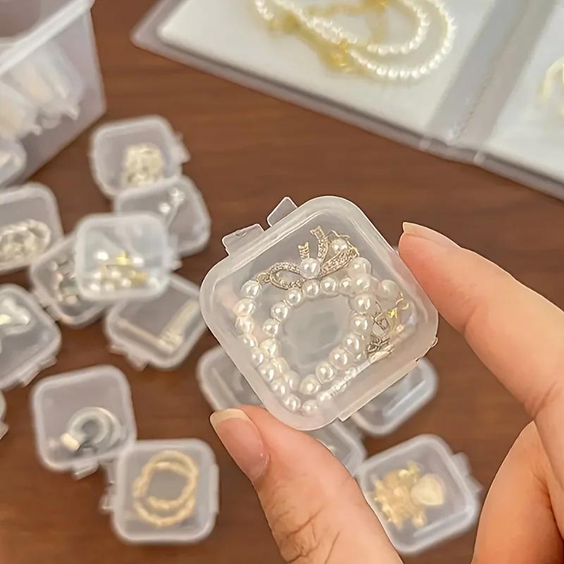 100/1 Stück Mini Schmuckaufbewahrungsboxen Kunststoff Transparent Quadratisch Aufbewahrungsbox für Pillen Ohrringe Ringe Staubdichter Schutz Verpackungsbox