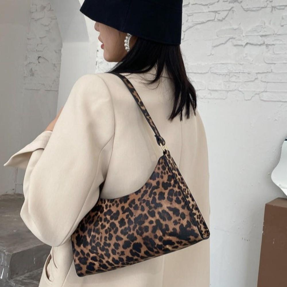 PU Leather Leopard Shoulder Bags Durable Cow Pattern Armpit Purse Fashion Underarm Handbags Work
