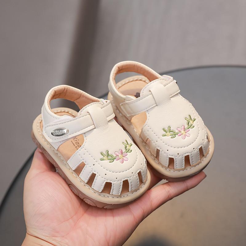 

Girls Baby Summer Shoes With Breathable Synthetic Leather And Nonslip Design Length11.5cm бежевий