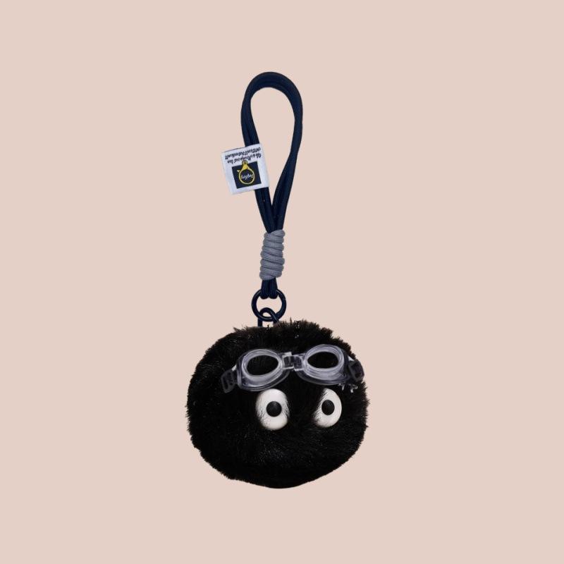 

Animation Small Black Coal Ball Keychain Plush Pendant Schoolbag Small Pendant Couple Accessories Doll Decorative Gifts