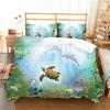 Ocean Fish Bedding Set - Polyester, Marine Theme with Underwater Sea Life, Twin to King Sizes