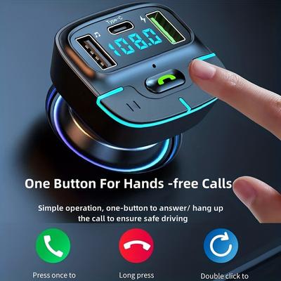 Super Lossless Sound Wireless Car MP3 Player FM Transmitter Dual USB Fast Charging PD Type-C USB One-Key Hands-Free Calling Car Audio Receiver