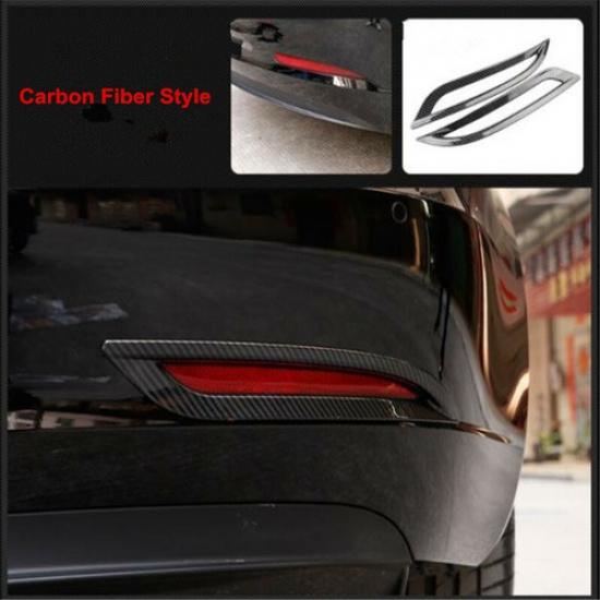For Tesla Model Y 2020-2022 2PCS Carbon Fiber Rear Fog Lamp Light Cover Trim