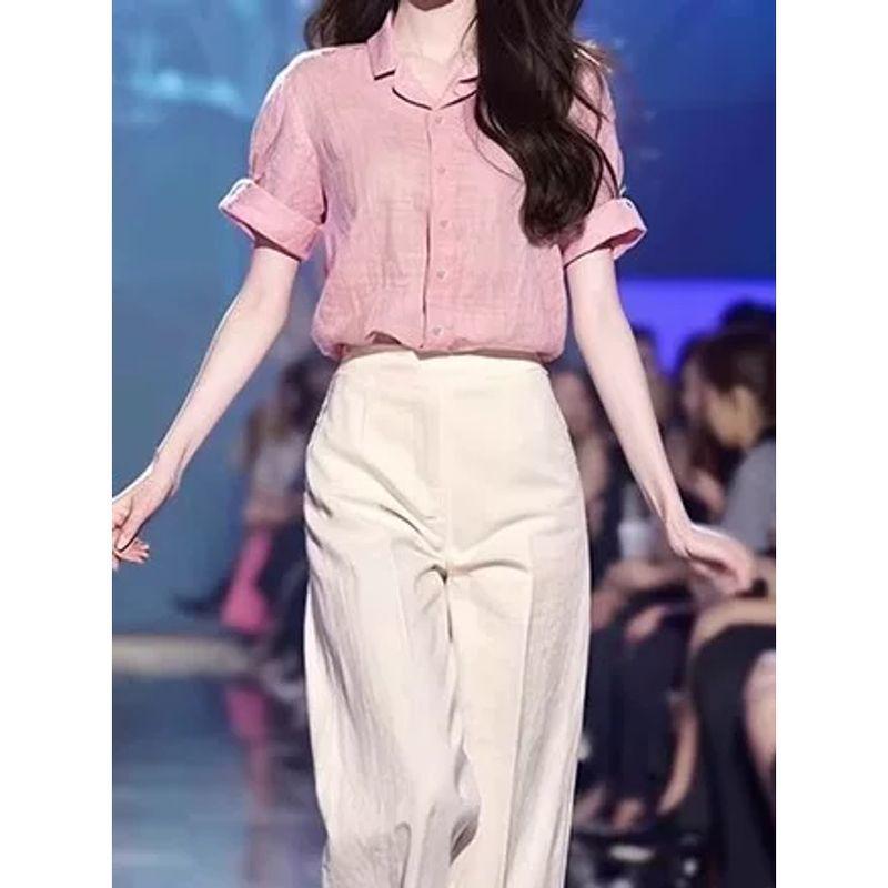 

Versatile European Style Slimming Two-Piece Summer Shirt Set for Women S (up to 95 jin)