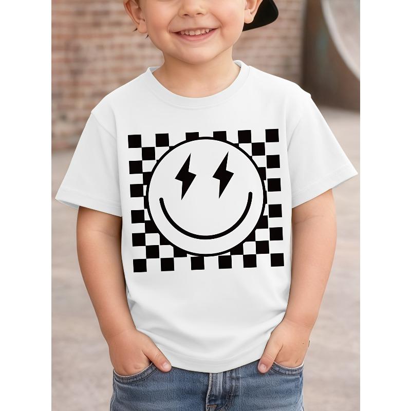 European sizes Boys Cartoon Pattern Print Short Sleeve Casual Creative T-Shirt 110 белый