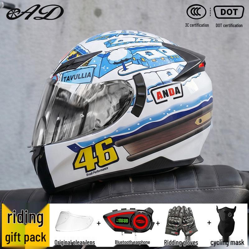 Bluetooth Smart Taillight Flip-Up Motorcycle Helmet for Men and Women - All-Season, Full Coverage for Electric and Off-Road Riding