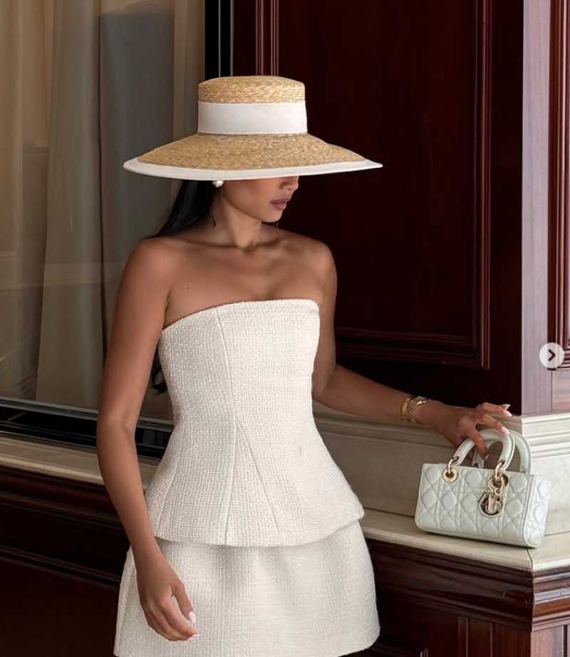 Cappello estivo di paglia stile Hepburn cappello a tesa larga elegante francese da donna cappello da sole per viaggi al mare sombrero