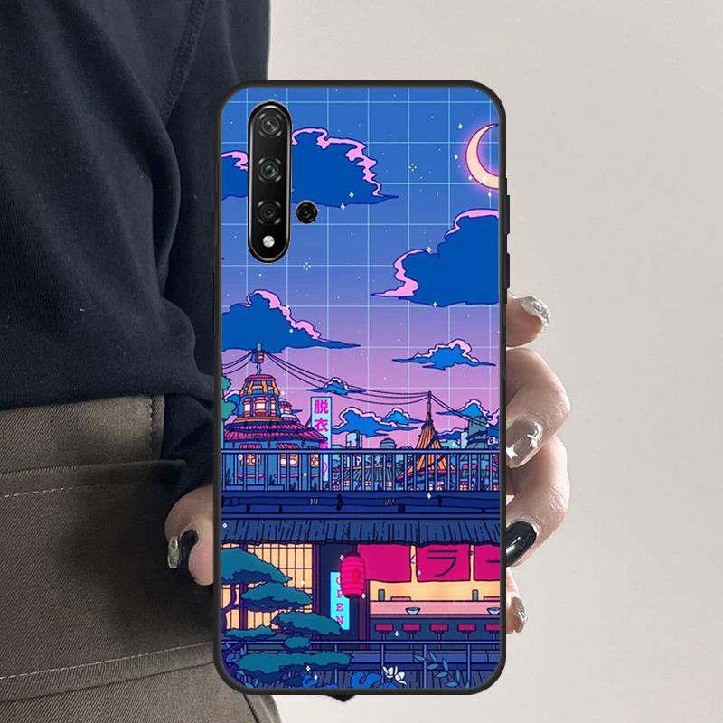 Neon Village Bathhouse Night For Huawei Nova Y70 Y90 Y60 Y61 Y91 Y72 9 10 SE 12i 12s 11i 5T P60 Pro P20 P30 P40 Lite Case