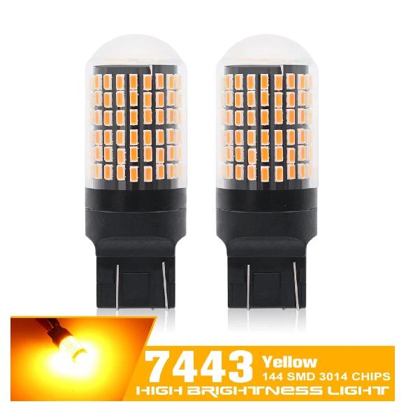2025 Update Amber 7443 7440 T20 LED CANBUS 144SMD Car Turn Signal Light Parking Lamp BulbTurn Signal 2