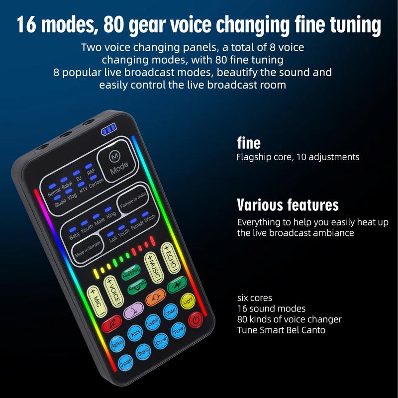i9 Voice Changer With Earphone With Microphone Mini Sound Card Audio Effect Bluetooth-Compatible Live Sound Cards Voice Tool