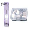 Reusable Binder Clips Paper Clip Stapler Portable Dispenser No Hole Punching Pusher with 50 Refillable Transparent Metal Office School Supplies Home