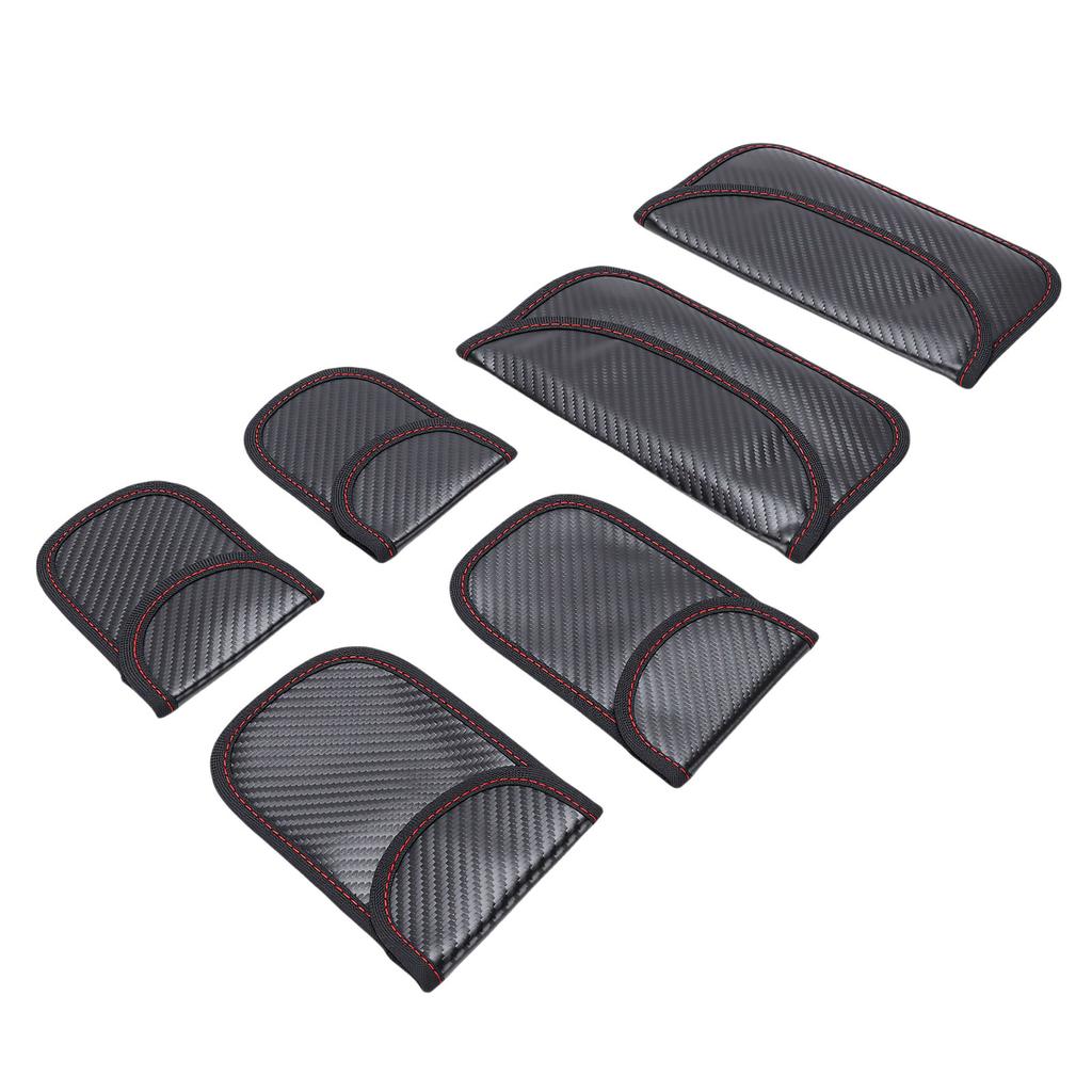 6PCS Car Signal Blocking Case Carbon Fiber Key Fob Protector Anti Theft Car Key Pouch for Security
