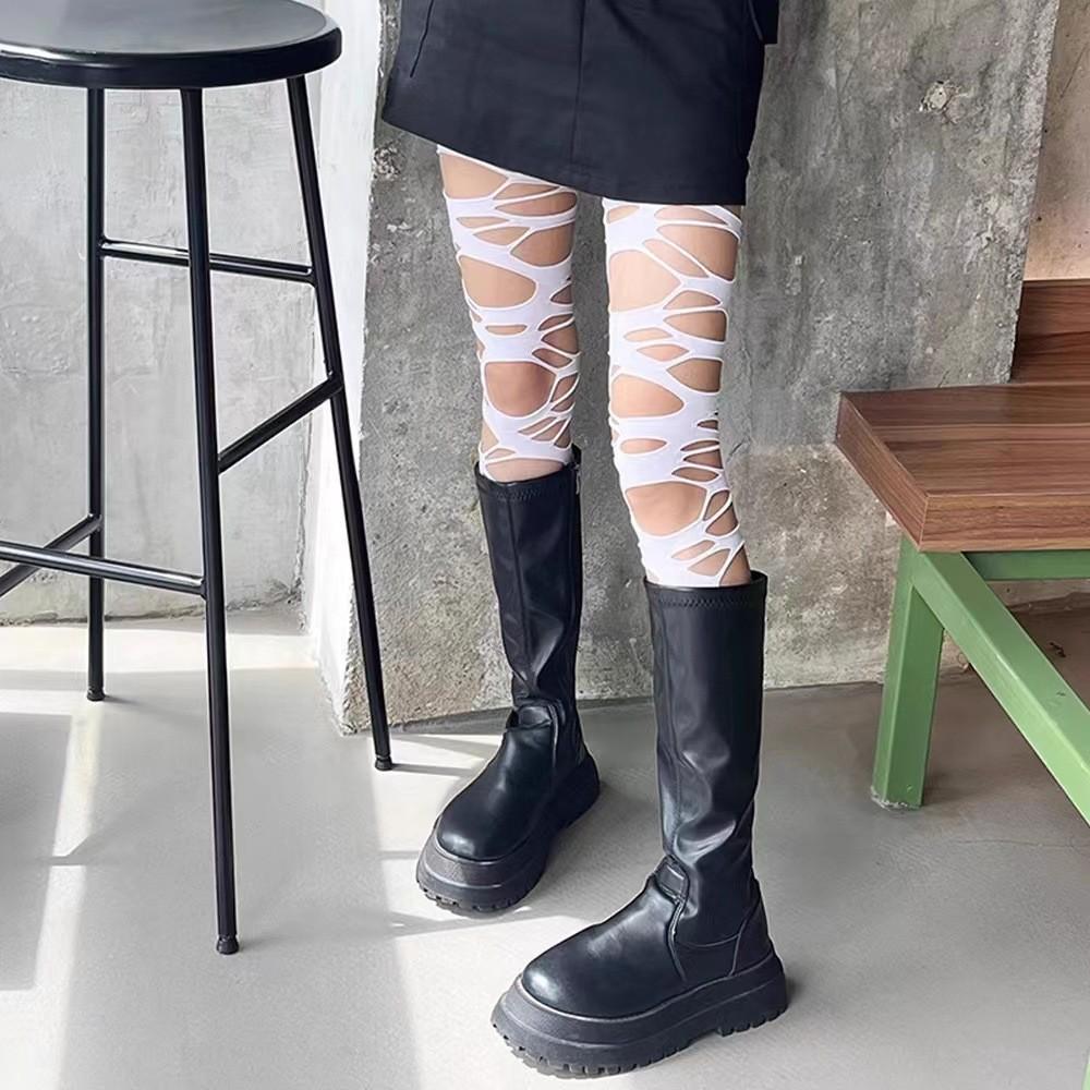 Collant da donna velati con design strappato e calze per spettacoli di danza in discoteca