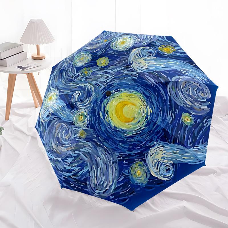 1pc Starry Night Automatic Folding Umbrella, Heavy-Duty 8-Rib Construction, Perfect for Everyday Yy251114121