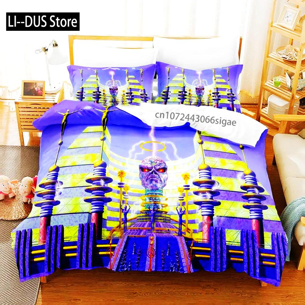 Hip Hop Heavy Metal Maiden 3-piece Cartoon Anime Duvet Cover Sets For Adult Boy bedroom Luxury Printed Bedding Set