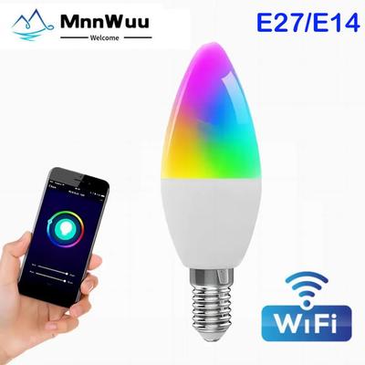 WiFi E14 Mum RGB LED Ampul 100-240V Akıllı Kısılabilir Lamba Alexa Lambası Google Home Yandex Alice Akıllı ışık ile Çalışmak