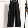 Dimanaf 2025 Plus Size Long Pants Women Elastic Loose High Waist Vintage Solid Cotton Loose Casual Female Basic Trousers Harem Pants Wide Leg Pants