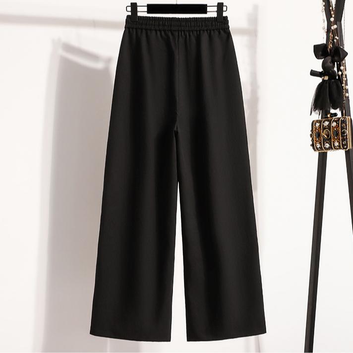Dimanaf 2025 Plus Size Long Pants Women Elastic Loose High Waist Vintage Solid Cotton Loose Casual Female Basic Trousers Harem Pants Wide Leg Pants