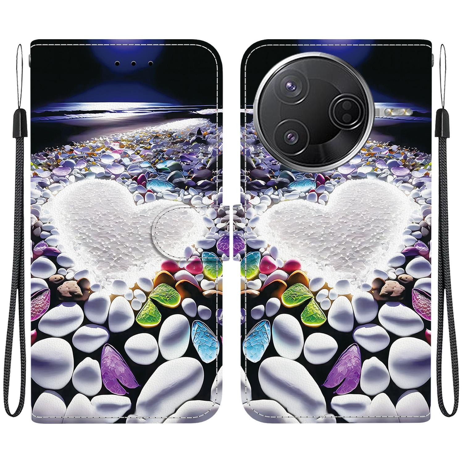 

For Xiaomi Poco F7 Pro 5G/F7 Ultra 5G/Redmi K80 Pro 5G/K80 5G Case Pattern Printing Leather Wallet Cover with Lanyard Heart Shape