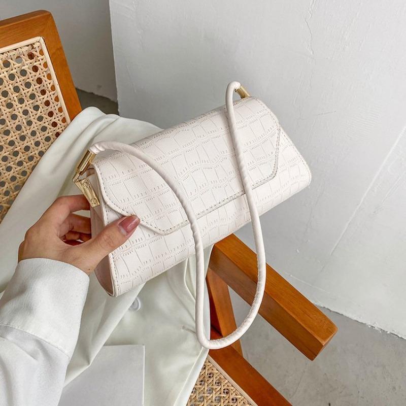 

Bag Women s Spring and Summer New Trendy Fashion Crocodile Pattern Underarm Bag Indentation Crescent Shoulder Bag Oblique Span Bag белый