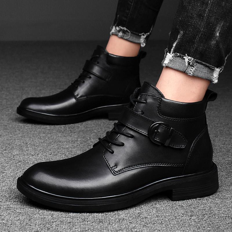 Fashion Luxury Brand Men Ankle Boots Genuine Leather Outdoor Business Casual Shoes Italian Wedding Mens Chelsea Boots Plus Size 36-48