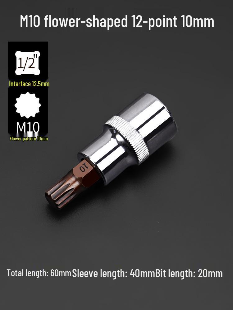 Pflaumenblüten M10 Vielzahn-Schlüssel & Sechskant-Schraubendreher-Set, 12-Punkt-Winkel, M14 Blütenförmiges Werkzeug