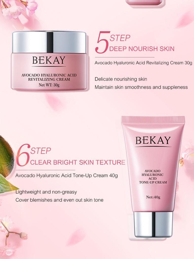 Avocado Hyaluronic Acid Six-Piece Skincare Set: English Version, Hydrating & Moisturizing.