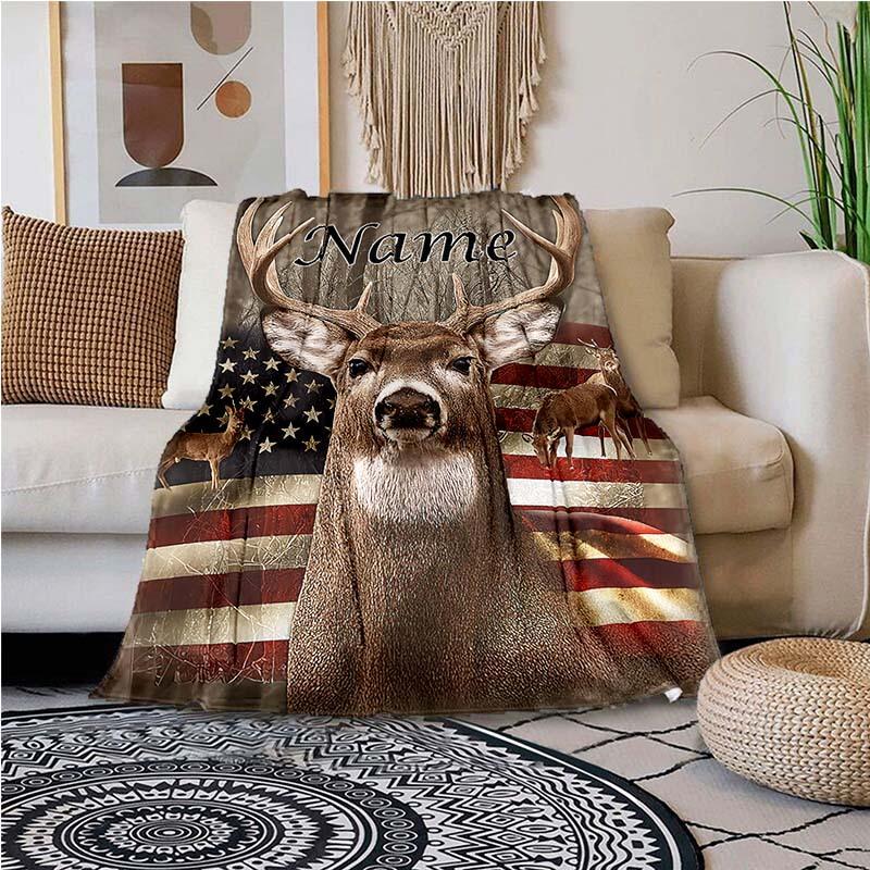 Deer Scarf Customize Your Name Blanket Warm Comfortable And Soft Blankets Are Suitable For Home Chairs Office Sofas Sofas Office Camping And Gifts For