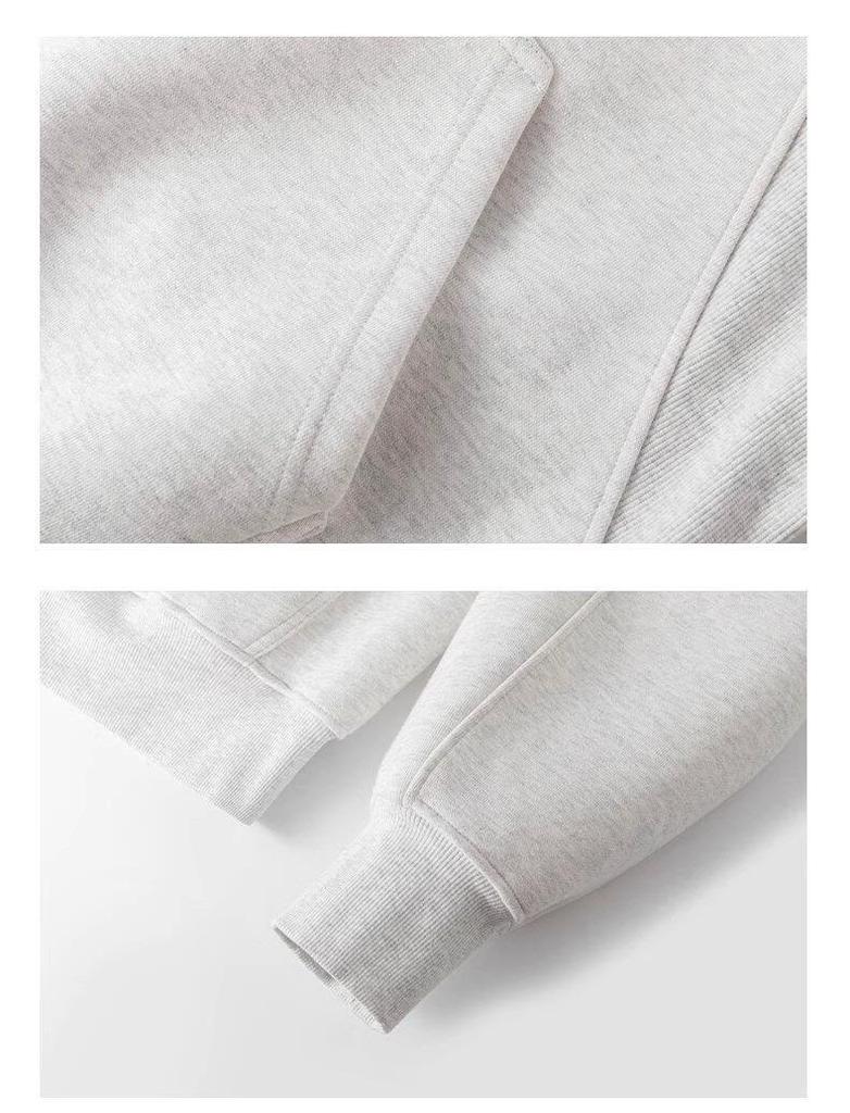 Unisex Deconstructed Solid Color Half-Zip Heavyweight Hooded Pullover Sweatshirt