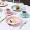 Sonnenblumen Keramik Tasse und Untertasse Set, Kaffeetasse Maka Einfarbig Unterglasurfarbe Hochtemperatur Porzellan Keramik Teller Café Stil