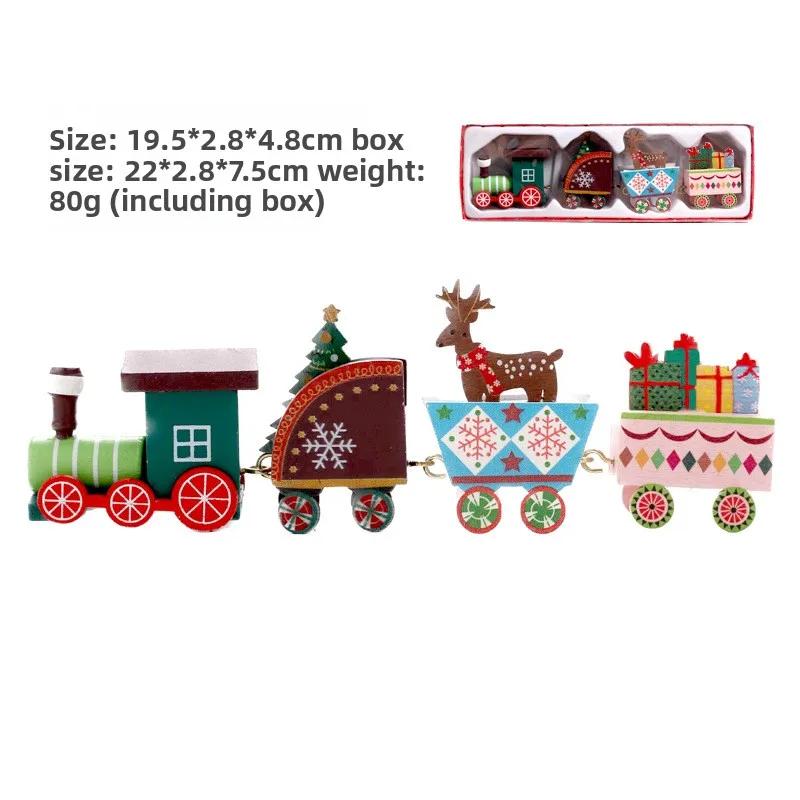 

3 стиля рождественских украшений, рождественские расписные деревянные елочные игрушки в виде поезда, детские игрушки и подарки