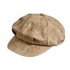 Octagonal Cap Pu Leather Beret British Style Painter Hat Elegant Artist Cap  Women